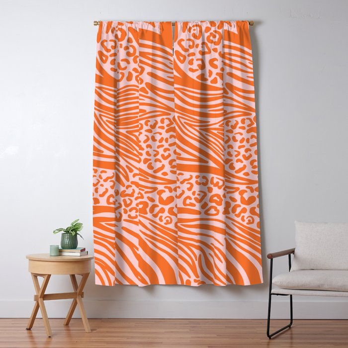 Pink and Orange Tiger and Cheetah Prints Window Curtain Gallery Image 1