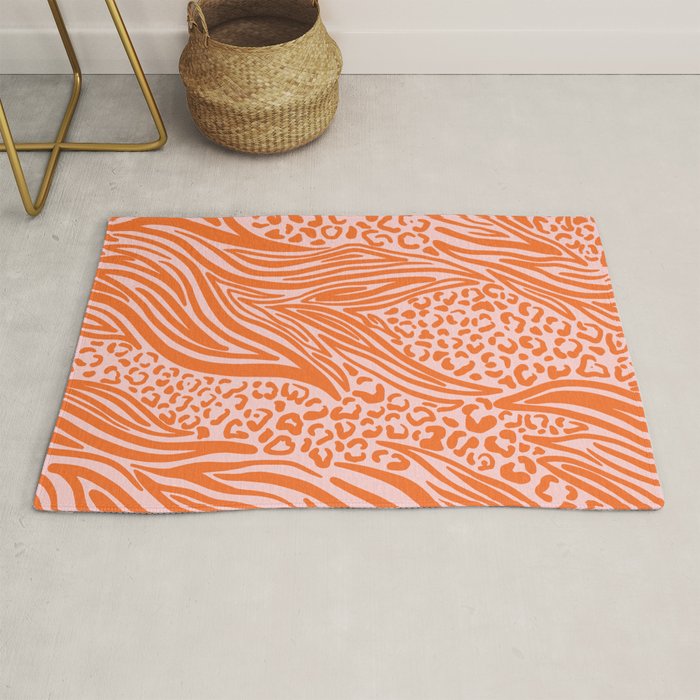 Pink and Orange Tiger and Cheetah Prints Rug Gallery Image 1