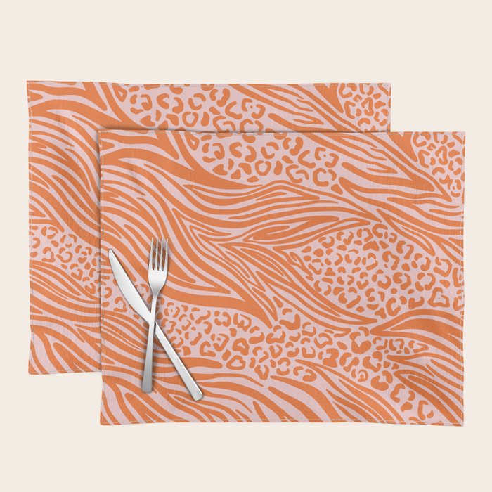 Pink and Orange Tiger and Cheetah Prints Placemat Gallery Image 1