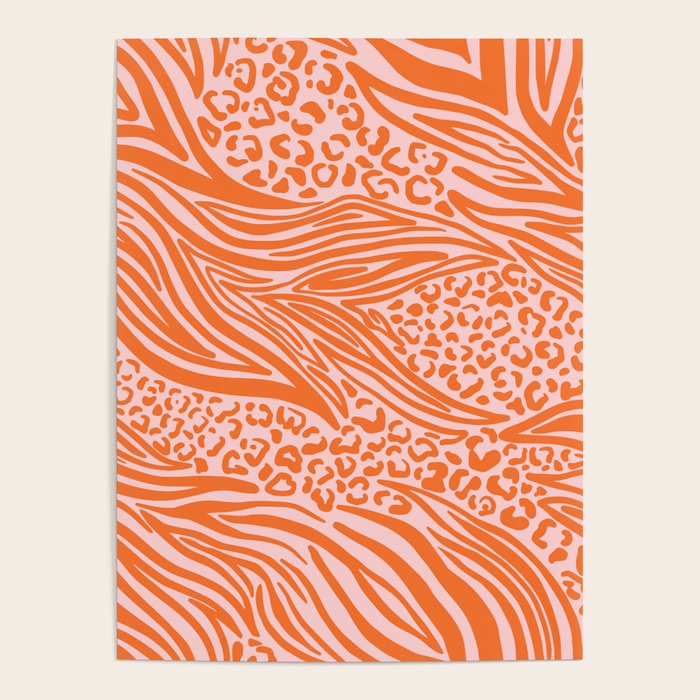Pink and Orange Tiger and Cheetah Prints Poster Gallery Image 4