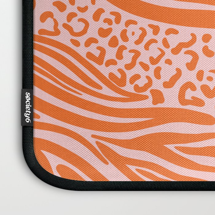 Pink and Orange Tiger and Cheetah Prints Laptop Sleeve Gallery Image 3