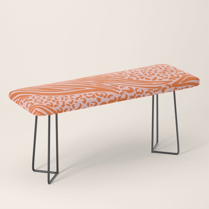 Pink and Orange Tiger and Cheetah Prints Bench Gallery Image 1