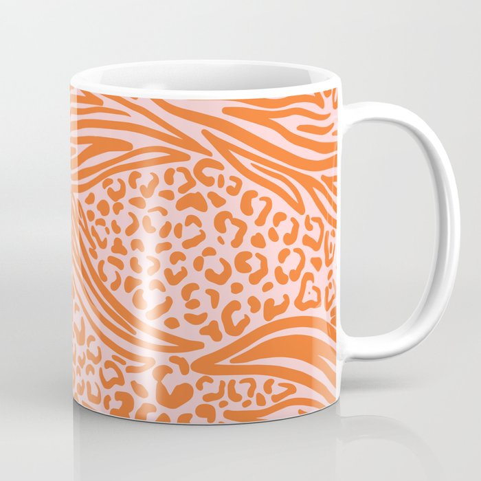 Pink and Orange Tiger and Cheetah Prints Coffee Mug Gallery Image 1