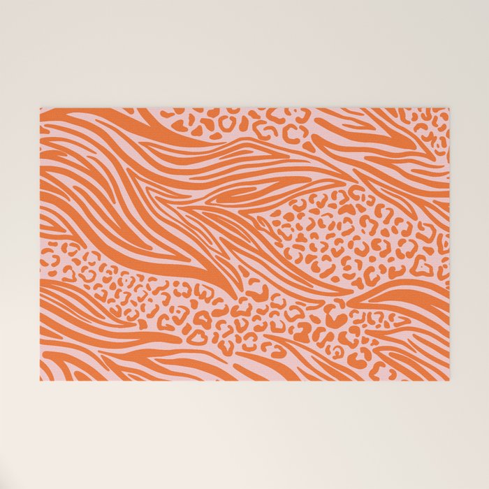 Pink and Orange Tiger and Cheetah Prints Welcome Mat Gallery Image 1