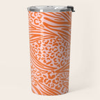 Pink and Orange Tiger and Cheetah Prints Travel Mug Gallery Image 2