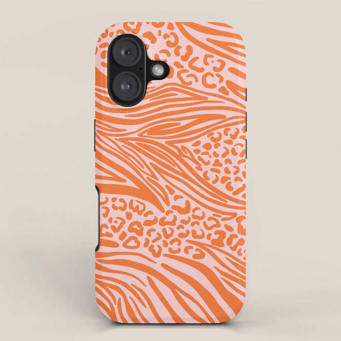Pink and Orange Tiger and Cheetah Prints iPhone Case Gallery Image 1