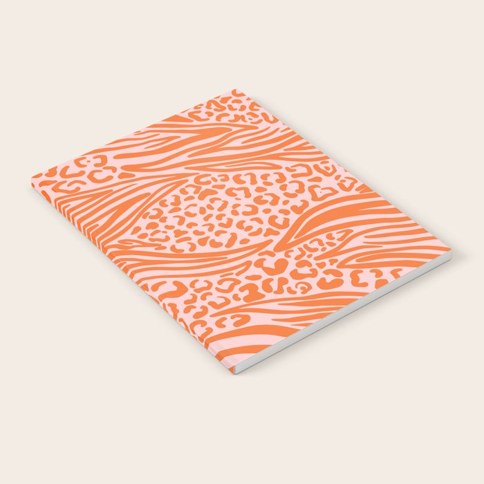 Pink and Orange Tiger and Cheetah Prints Notebook Gallery Image 1