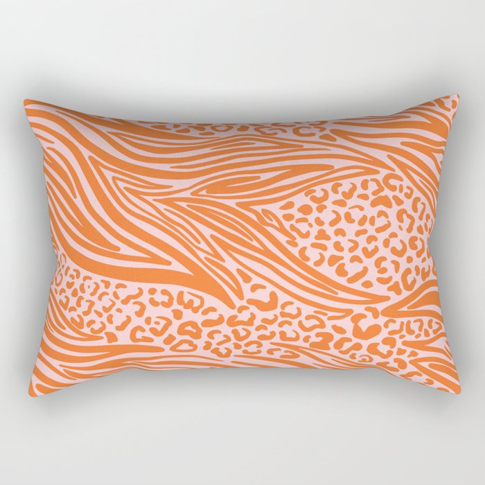 Pink and Orange Tiger and Cheetah Prints Rectangular Pillow Gallery Image 2