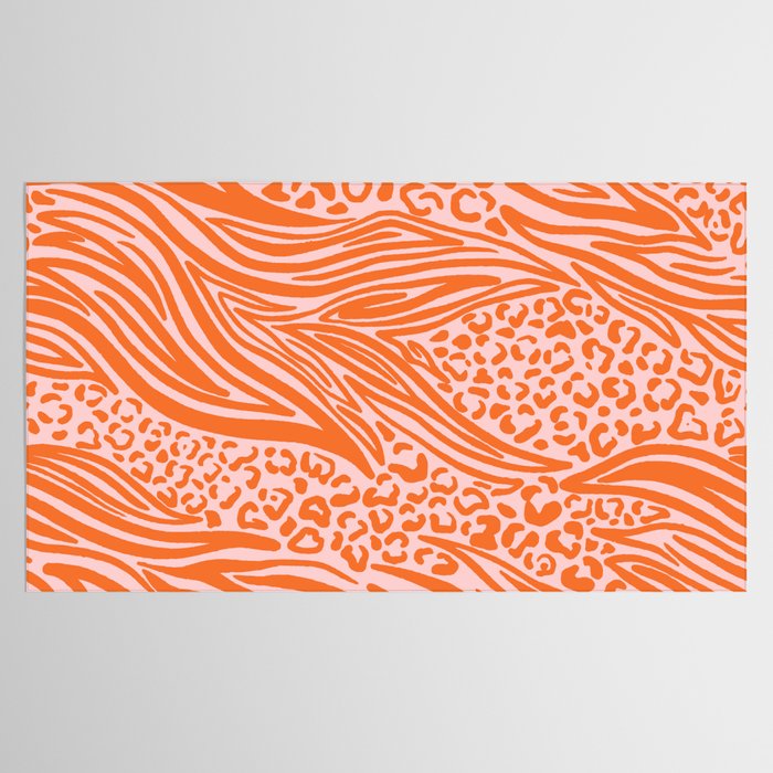 Pink and Orange Tiger and Cheetah Prints Tablecloth Gallery Image 2