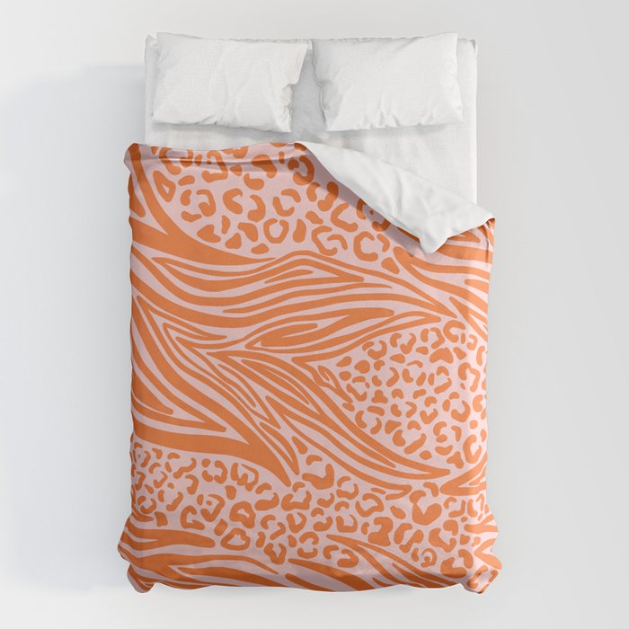 Pink and Orange Tiger and Cheetah Prints Duvet Cover Gallery Image 6