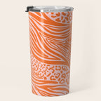 Pink and Orange Tiger and Cheetah Prints Travel Mug Gallery Image 3