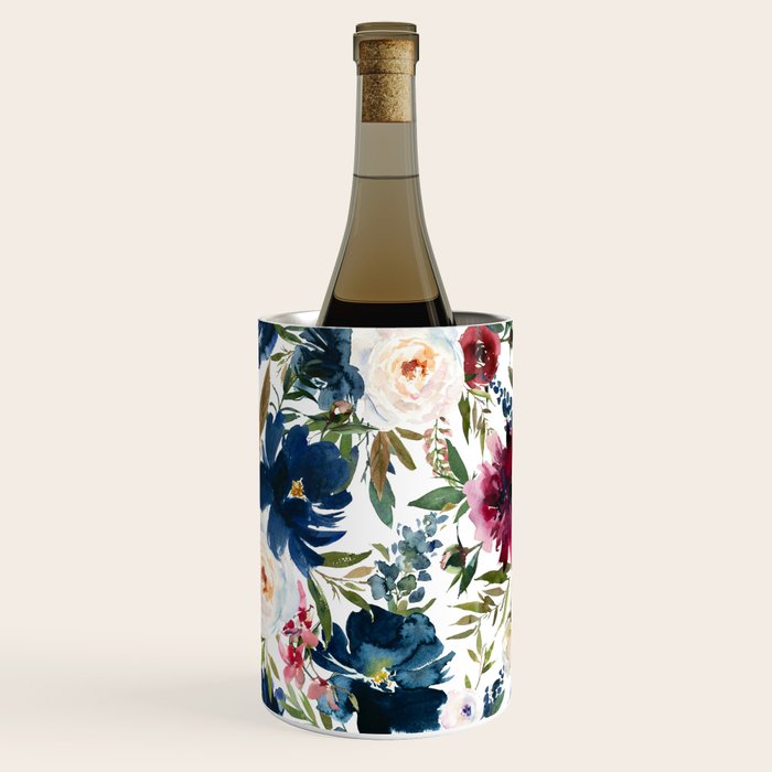 Burgundy Navy Floral Watercolor Pattern A  Wine Chiller Gallery Image 2