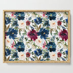 Burgundy Navy Floral Watercolor Pattern A  Serving Tray Gallery Image 1