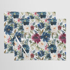 Burgundy Navy Floral Watercolor Pattern A  Placemat Gallery Image 1