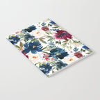 Burgundy Navy Floral Watercolor Pattern A  Notebook Gallery Image 2
