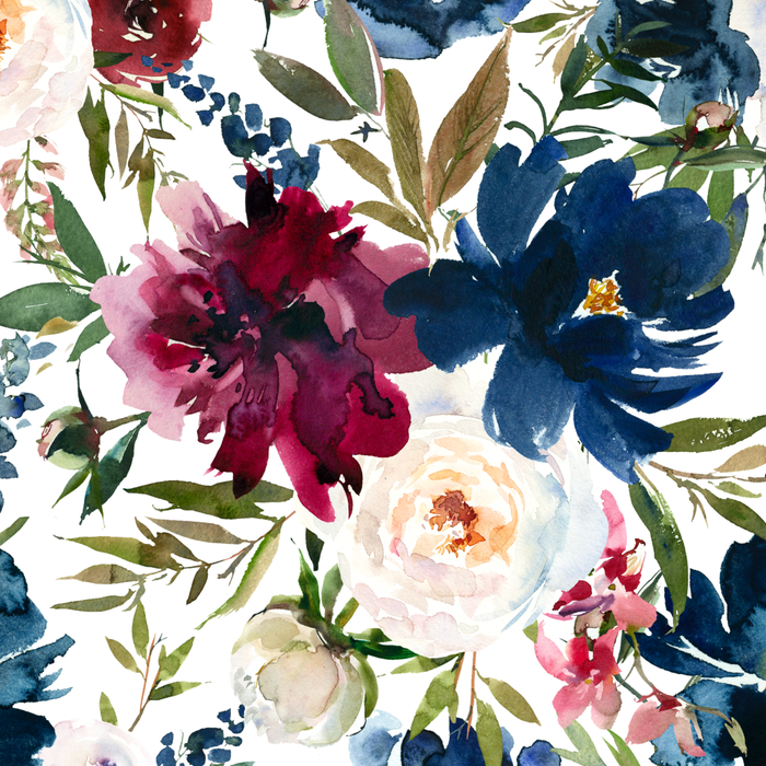 Burgundy Navy Floral Watercolor Pattern A  Coffee Mug Gallery Image 2