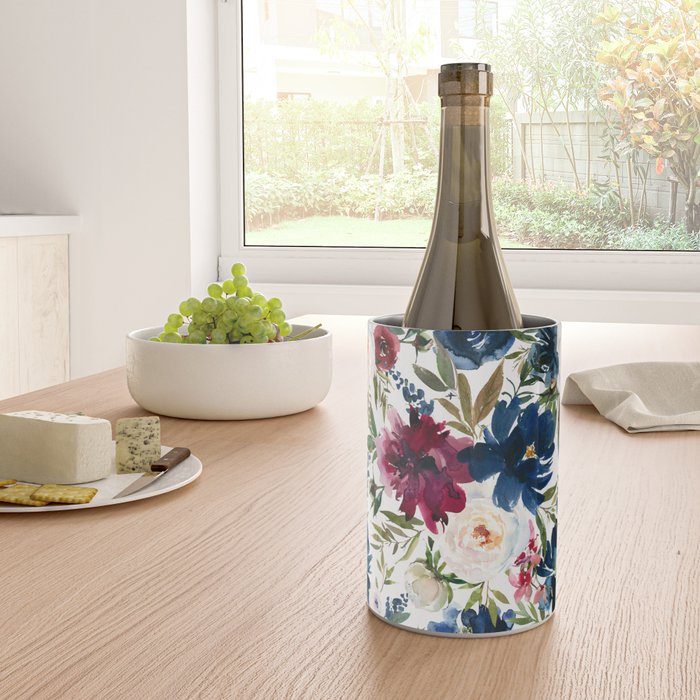 Burgundy Navy Floral Watercolor Pattern A  Wine Chiller Gallery Image 4