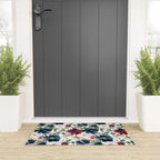 Burgundy Navy Floral Watercolor Pattern A  Welcome Mat Gallery Image 3