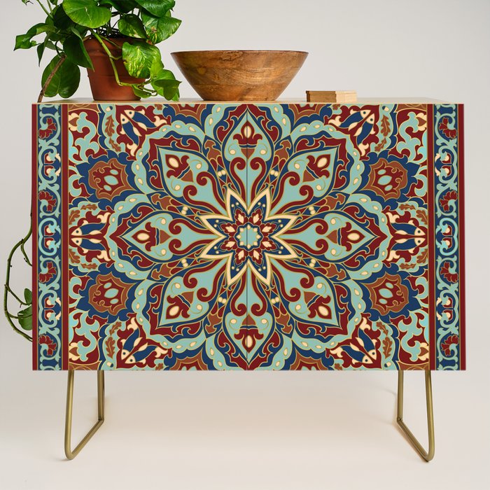 Ornamental Ethnic Bohemian Pattern V Sage Spice Credenza Gallery Image 1