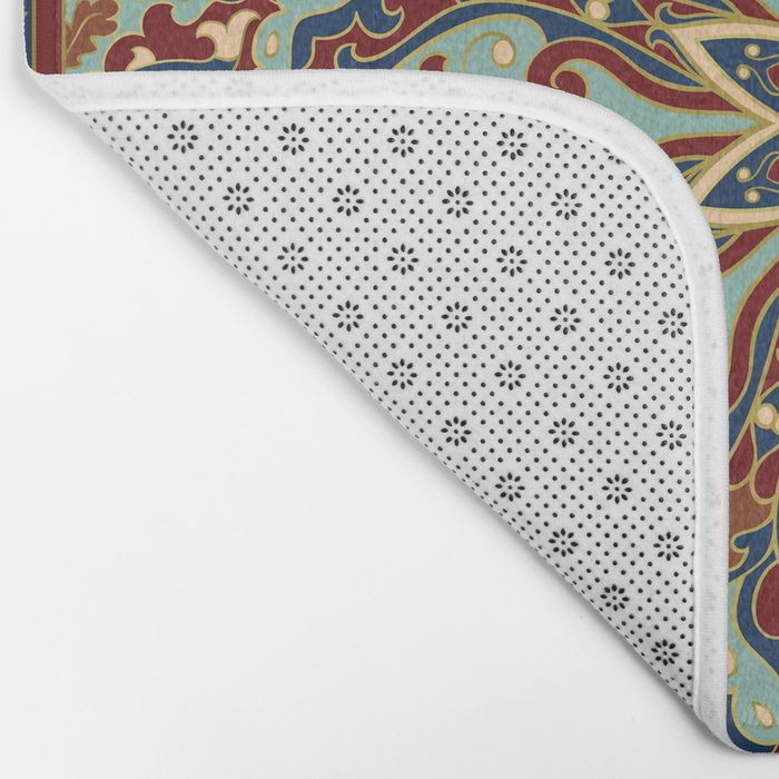Ornamental Ethnic Bohemian Pattern V Sage Spice Bath Mat Gallery Image 2