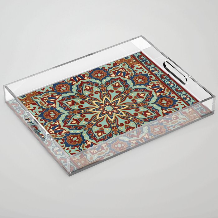 Ornamental Ethnic Bohemian Pattern V Sage Spice Acrylic Tray Gallery Image 1