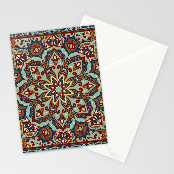 Ornamental Ethnic Bohemian Pattern V Sage Spice Stationery Card Gallery Image 2