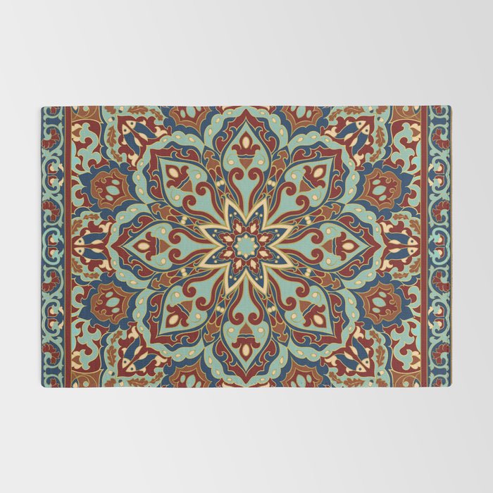 Ornamental Ethnic Bohemian Pattern V Sage Spice Rug Gallery Image 2