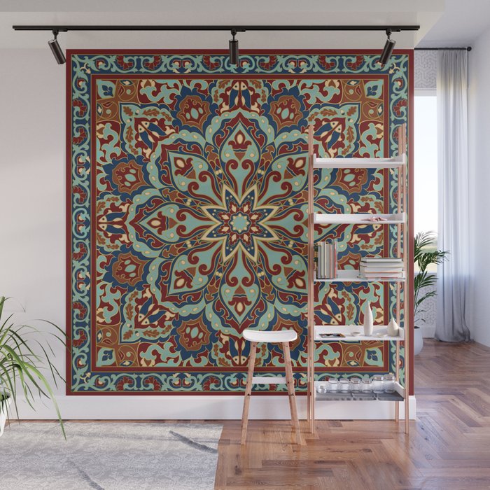Ornamental Ethnic Bohemian Pattern V Sage Spice Wall Mural Gallery Image 1