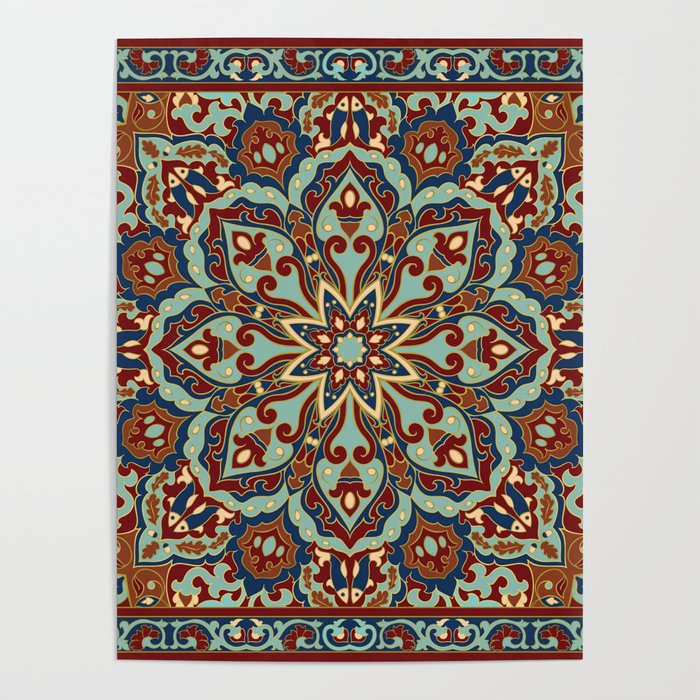 Ornamental Ethnic Bohemian Pattern V Sage Spice Poster Gallery Image 4