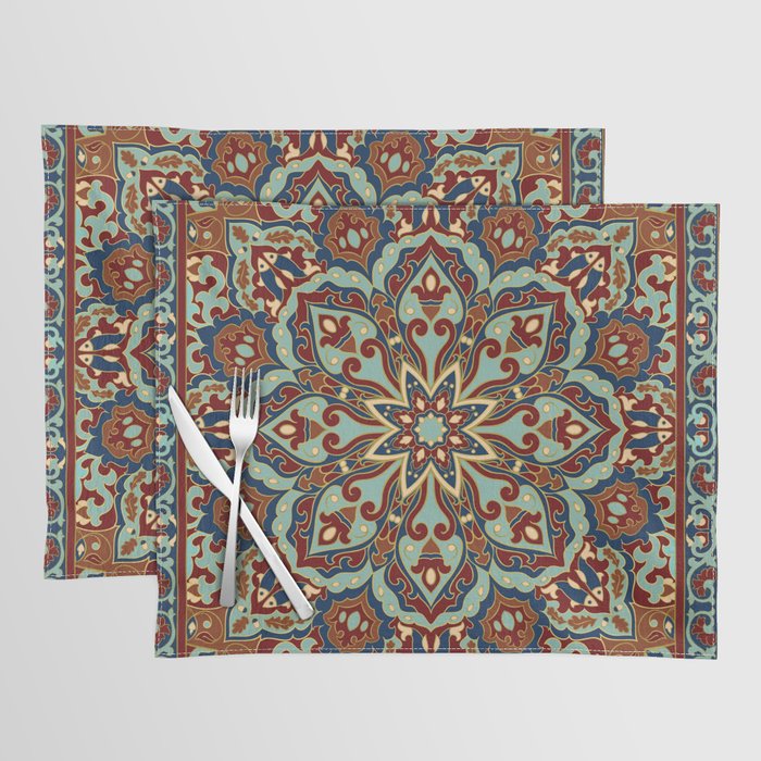 Ornamental Ethnic Bohemian Pattern V Sage Spice Placemat Gallery Image 1