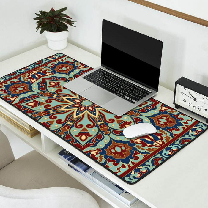 Ornamental Ethnic Bohemian Pattern V Sage Spice Desk Mat Gallery Image 2