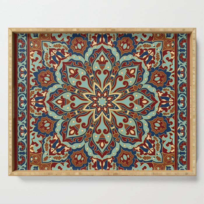 Ornamental Ethnic Bohemian Pattern V Sage Spice Serving Tray Gallery Image 1