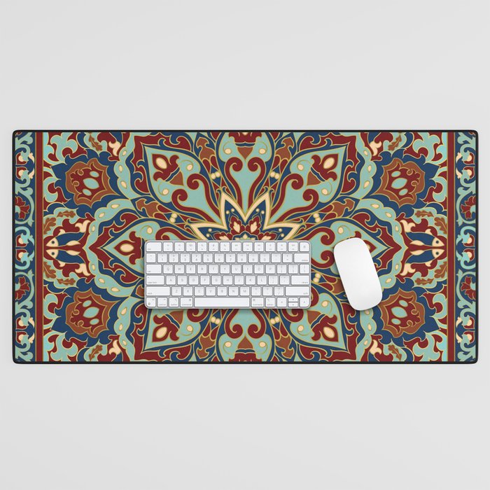 Ornamental Ethnic Bohemian Pattern V Sage Spice Desk Mat Gallery Image 1