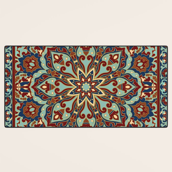 Ornamental Ethnic Bohemian Pattern V Sage Spice Desk Mat Gallery Image 3