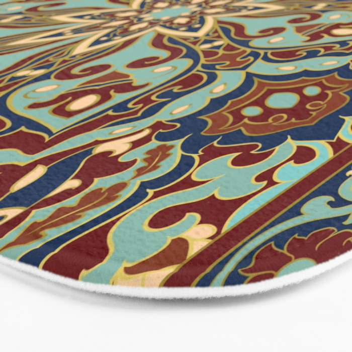 Ornamental Ethnic Bohemian Pattern V Sage Spice Bath Mat Gallery Image 3