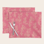 Botanical Cottage Woven Look Pattern in Eclectic Pink and Cream Placemat Gallery Image 1