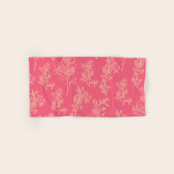 Botanical Cottage Woven Look Pattern in Eclectic Pink and Cream Bath Towel Gallery Image 1