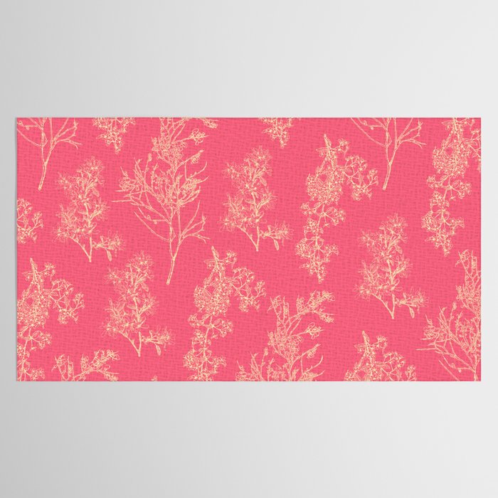 Botanical Cottage Woven Look Pattern in Eclectic Pink and Cream Tablecloth Gallery Image 2