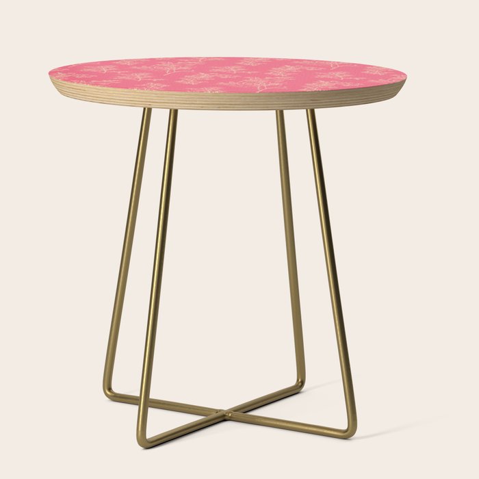 Botanical Cottage Woven Look Pattern in Eclectic Pink and Cream Side Table Gallery Image 1
