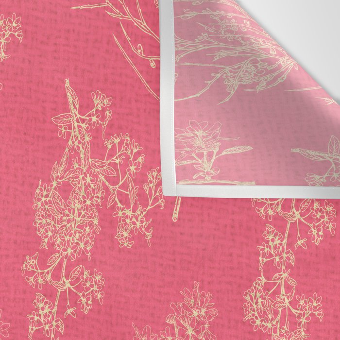 Botanical Cottage Woven Look Pattern in Eclectic Pink and Cream Wall Tapestry Gallery Image 3