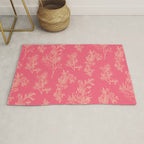 Botanical Cottage Woven Look Pattern in Eclectic Pink and Cream Rug Gallery Image 1