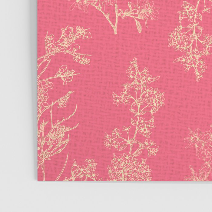 Botanical Cottage Woven Look Pattern in Eclectic Pink and Cream Poster Gallery Image 3