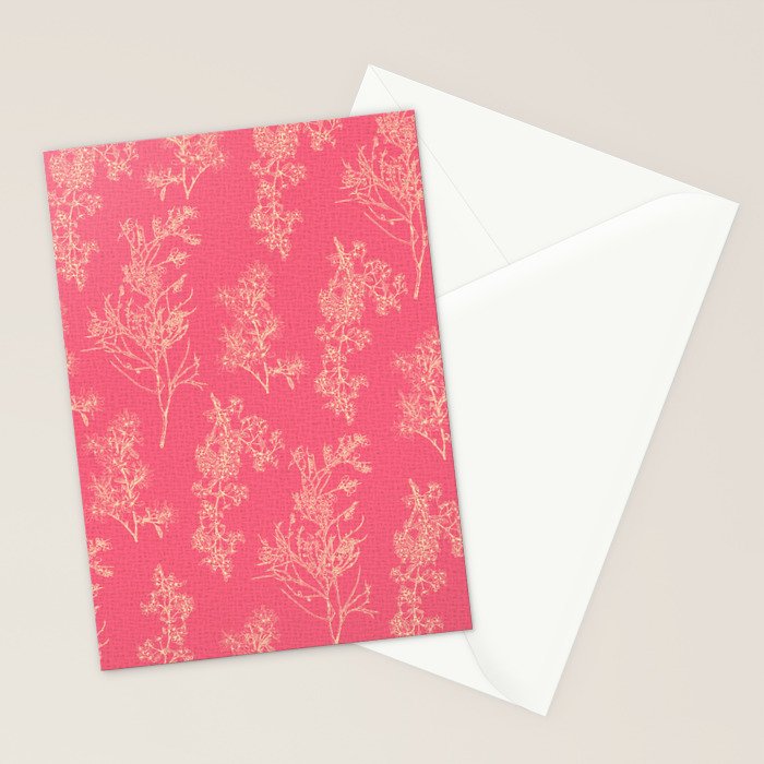 Botanical Cottage Woven Look Pattern in Eclectic Pink and Cream Stationery Card Gallery Image 2