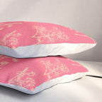 Botanical Cottage Woven Look Pattern in Eclectic Pink and Cream Pillow Sham Gallery Image 3