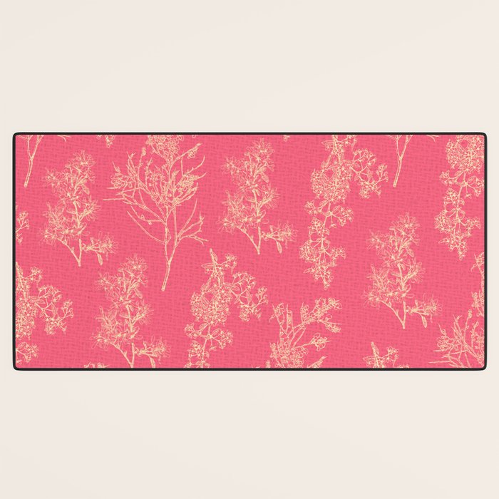 Botanical Cottage Woven Look Pattern in Eclectic Pink and Cream Desk Mat Gallery Image 3
