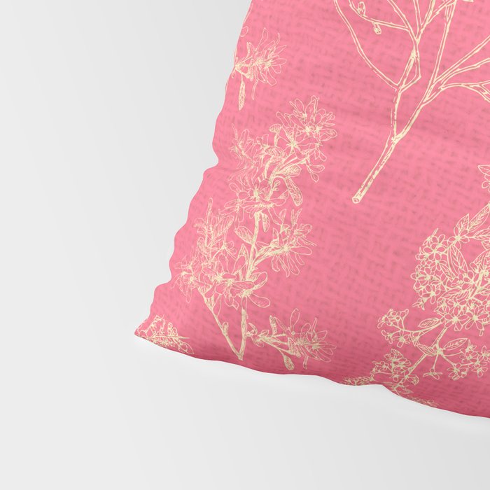 Botanical Cottage Woven Look Pattern in Eclectic Pink and Cream Pillow Sham Gallery Image 4