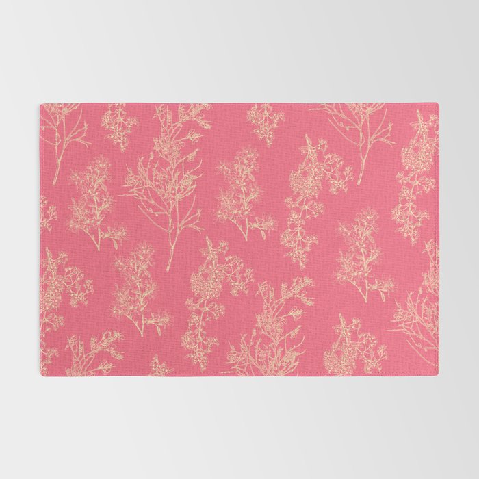 Botanical Cottage Woven Look Pattern in Eclectic Pink and Cream Rug Gallery Image 2