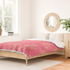 Botanical Cottage Woven Look Pattern in Eclectic Pink and Cream Duvet Cover Gallery Image 2