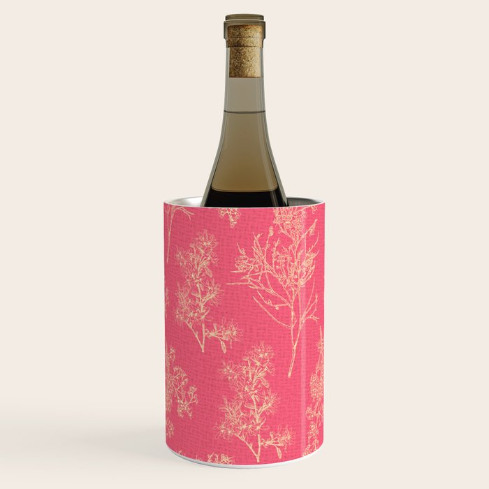 Botanical Cottage Woven Look Pattern in Eclectic Pink and Cream Wine Chiller Gallery Image 2