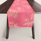 Botanical Cottage Woven Look Pattern in Eclectic Pink and Cream Table Runner Gallery Image 1